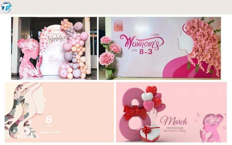 Happy Women's Day 8 3 Background hiện đại, tối giản